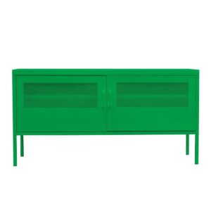 Έπιπλο τηλεόρασης μεταλλικό Nextdeco με ανοιγόμενες πόρτες πράσινο Υ60x118x40εκ.