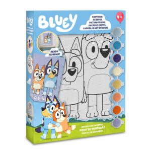 Σετ ζωγραφικής με αριθμούς Bluey σε καμβά με 8 ακρυλικά χρώματα Y24,5x18,5εκ.