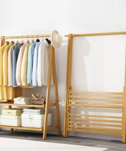 Κρεμάστρα ράγα οργάνωσης ρούχων Nextdeco ξύλινη μπαμπού Υ160x86x40εκ. - Image 4