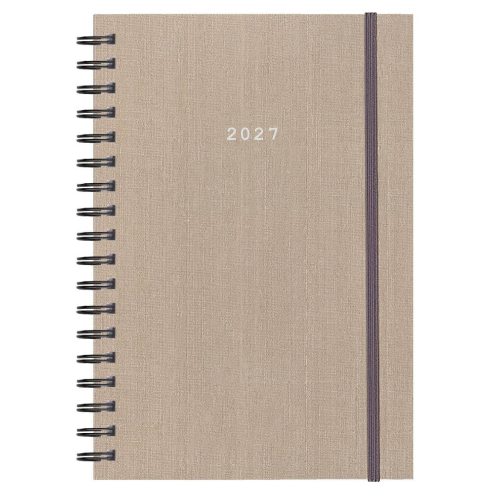 Next ημερολόγιο 2027 fabric plus ημερήσιο σπιράλ μπεζ 14x21εκ. Δυνατότητα εκτύπωσης