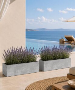 Ζαρντινιέρα ανοιχτό γκρι beton effect Y24,6x77x23,5εκ. - Image 3