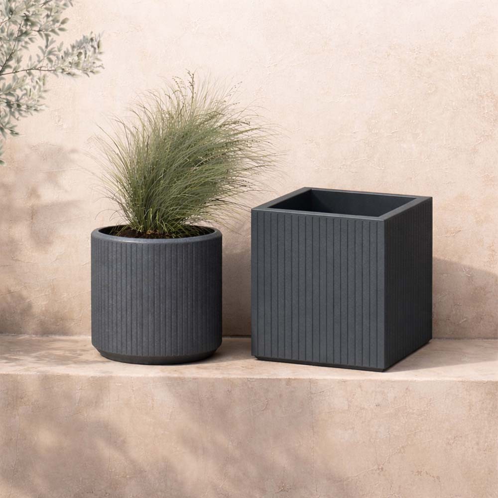 Γλάστρα - κασπώ Coro τετράγωνη γραφίτης Y36x40x40εκ. - Image 2