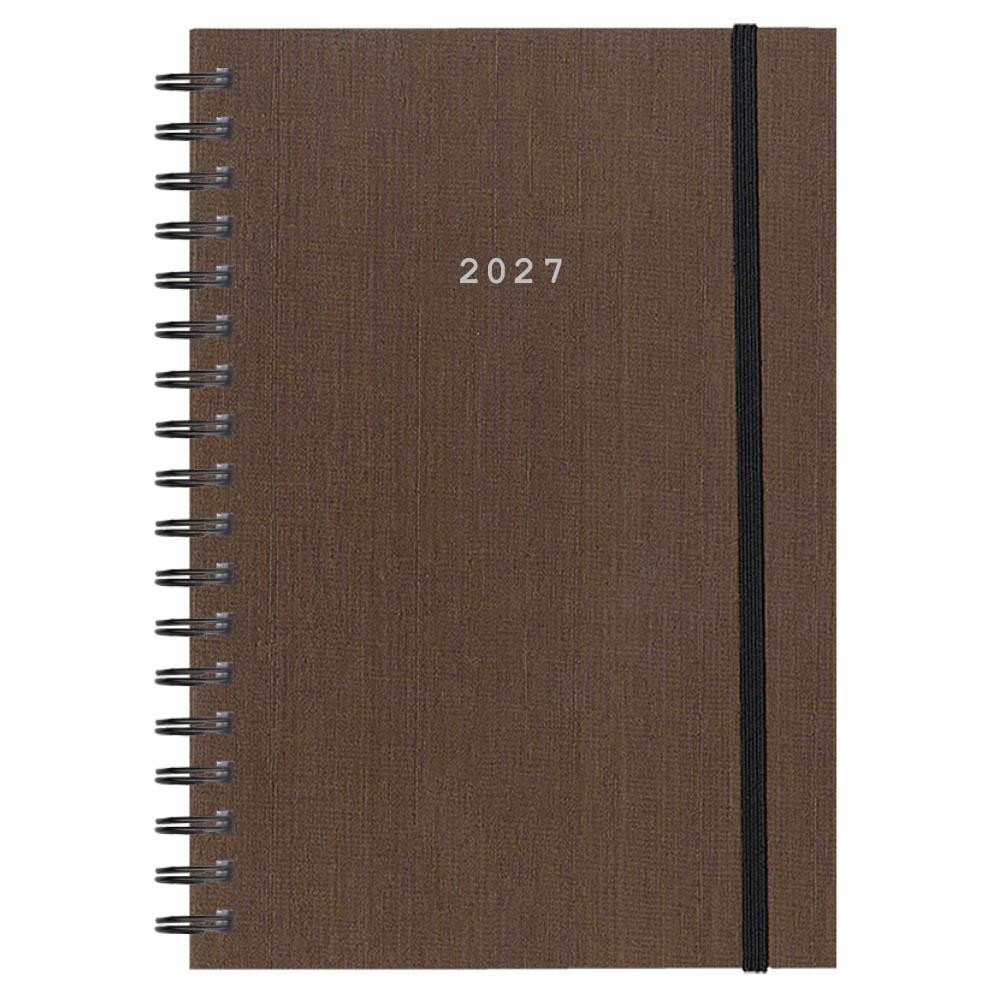 Next ημερολόγιο 2027 fabric plus ημερήσιο σπιράλ καφέ 12x17εκ. Δυνατότητα εκτύπωσης