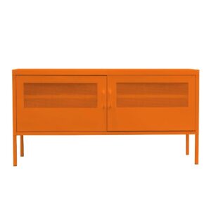 Έπιπλο τηλεόρασης μεταλλικό Nextdeco με ανοιγόμενες πόρτες πορτοκαλί Υ60x118x40εκ.