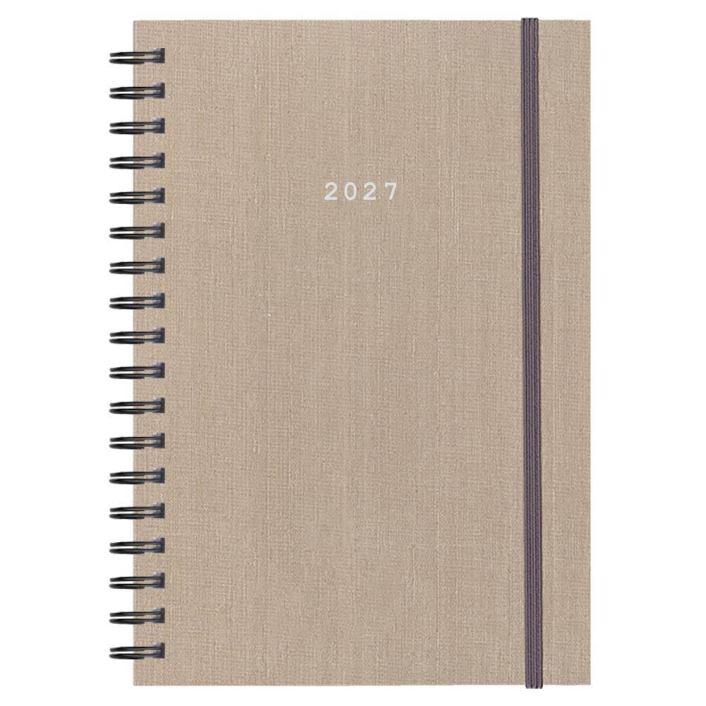 Next ημερολόγιο 2027 fabric plus ημερήσιο σπιράλ μπεζ 17x25εκ. Δυνατότητα εκτύπωσης