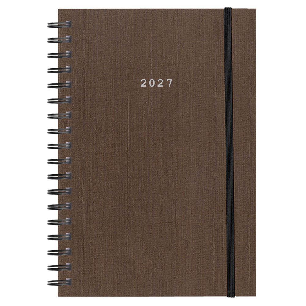 Next ημερολόγιο 2027 fabric plus ημερήσιο σπιράλ καφέ 17x25εκ. Δυνατότητα εκτύπωσης